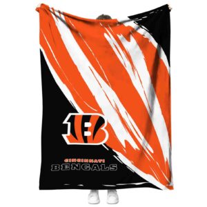 cincinnati bengals brushstrokes orange white blanket best selling