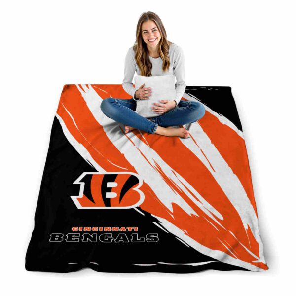 cincinnati bengals brushstrokes orange white blanket high quality