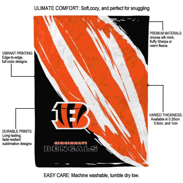 cincinnati bengals brushstrokes orange white blanket new arrival