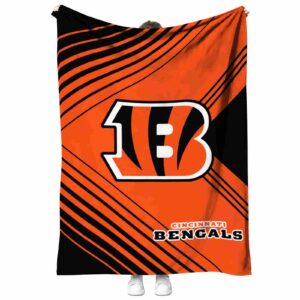 cincinnati bengals diagonal stripes orange blanket best selling