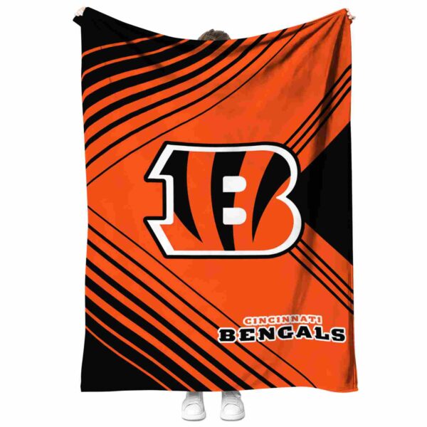 cincinnati bengals diagonal stripes orange blanket best selling