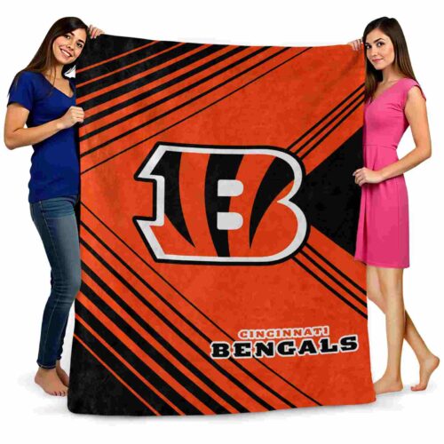 cincinnati bengals diagonal stripes orange blanket fashion forward