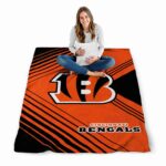 cincinnati bengals diagonal stripes orange blanket high quality
