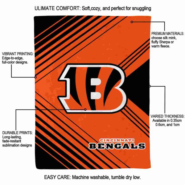 cincinnati bengals diagonal stripes orange blanket new arrival