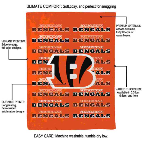 cincinnati bengals fan pride orange blanket new arrival