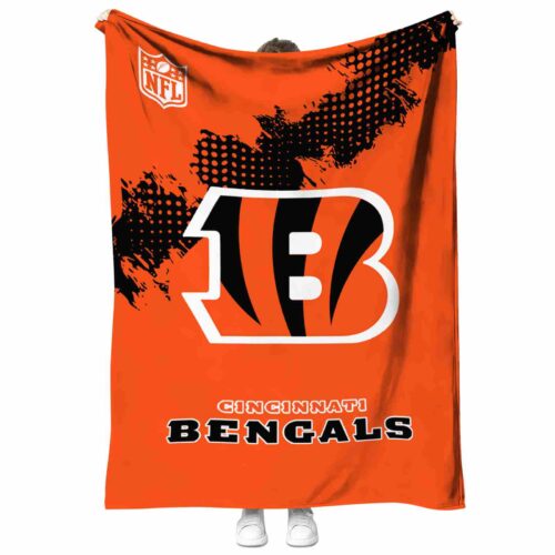 cincinnati bengals grunge texture orange blanket best selling