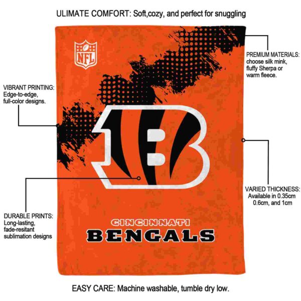 cincinnati bengals grunge texture orange blanket new arrival