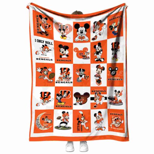 cincinnati bengals mickey minnie orange white blanket best selling