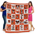 cincinnati bengals mickey minnie orange white blanket fashion forward