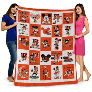 cincinnati bengals mickey minnie orange white blanket fashion forward