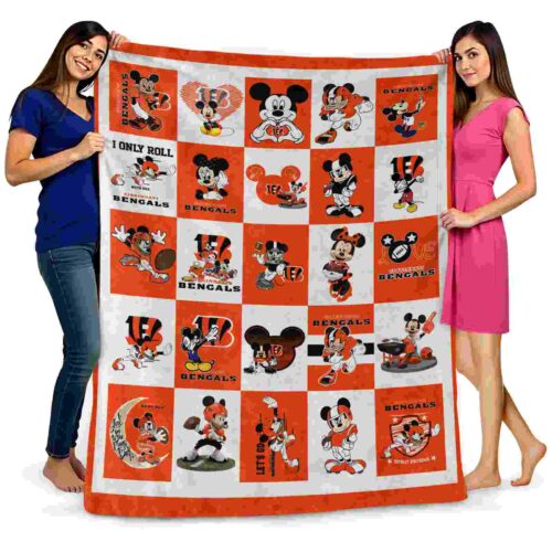 cincinnati bengals mickey minnie orange white blanket fashion forward