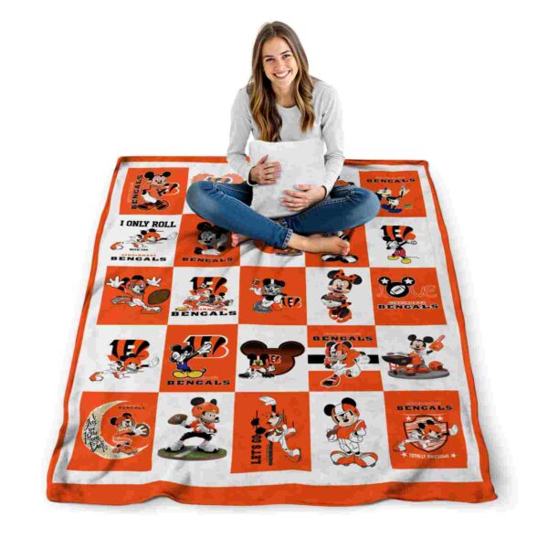 cincinnati bengals mickey minnie orange white blanket high quality