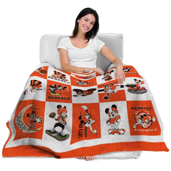 cincinnati bengals mickey minnie orange white blanket latest model