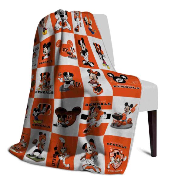 cincinnati bengals mickey minnie orange white blanket top rated