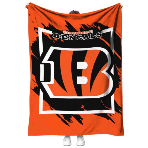 cincinnati bengals splatter effect orange blanket best selling