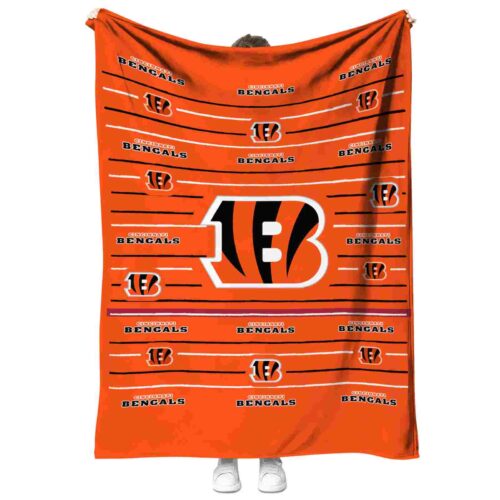 cincinnati bengals striped pattern orange blanket best selling