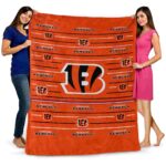 cincinnati bengals striped pattern orange blanket best selling