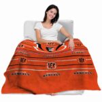 cincinnati bengals striped pattern orange blanket best selling