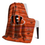 cincinnati bengals striped pattern orange blanket best selling