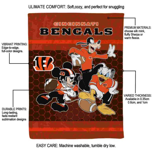cincinnati bengals three musketeers orange blanket new arrival