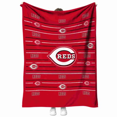 cincinnati reds striped pattern red blanket best selling
