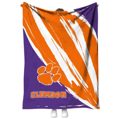 clemson tigers brushstrokes orange white blanket best selling