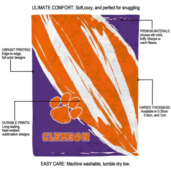 clemson tigers brushstrokes orange white blanket new arrival