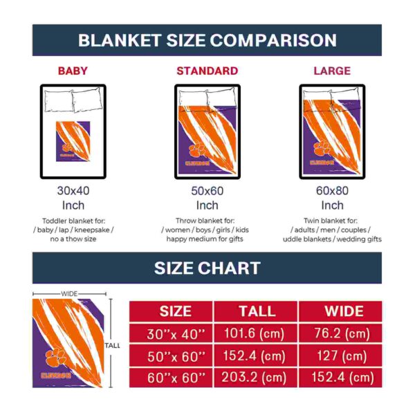 clemson tigers brushstrokes orange white blanket trendy