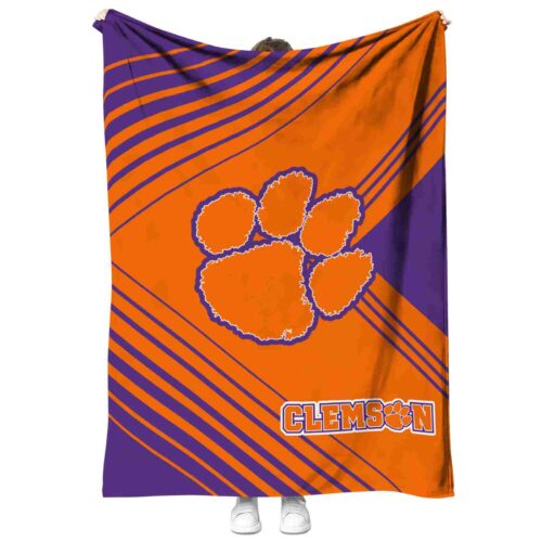 clemson tigers diagonal stripes orange blanket best selling