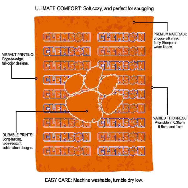 clemson tigers fan pride orange blanket new arrival
