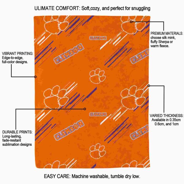 clemson tigers fan spirit orange blanket new arrival