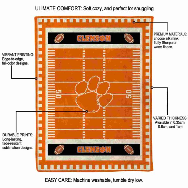 clemson tigers football field orange blanket new arrival