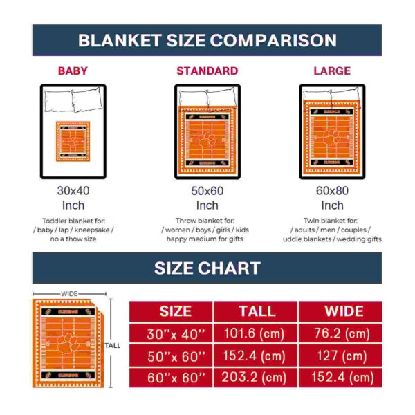 clemson tigers football field orange blanket trendy
