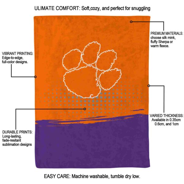clemson tigers gradient dots orange blanket new arrival