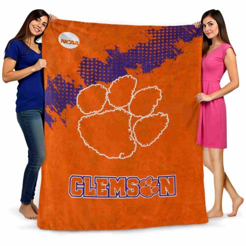 clemson tigers grunge texture orange blanket fashion forward