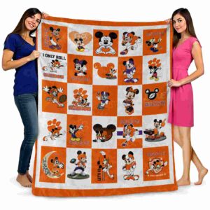 clemson tigers mickey minnie orange white blanket fashion forward