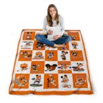 clemson tigers mickey minnie orange white blanket high quality