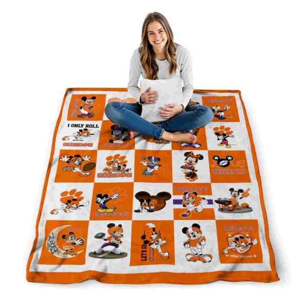 clemson tigers mickey minnie orange white blanket high quality