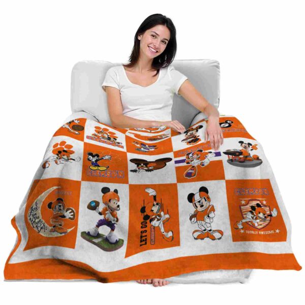 clemson tigers mickey minnie orange white blanket latest model