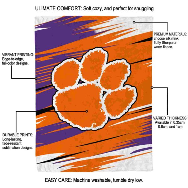 clemson tigers paint streaks orange white blanket new arrival