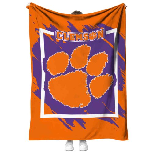 clemson tigers splatter effect orange blanket best selling