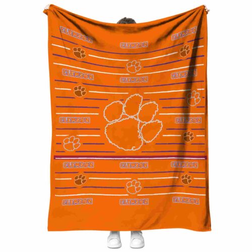 clemson tigers striped pattern orange blanket best selling