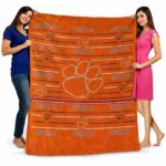 clemson tigers striped pattern orange blanket best selling