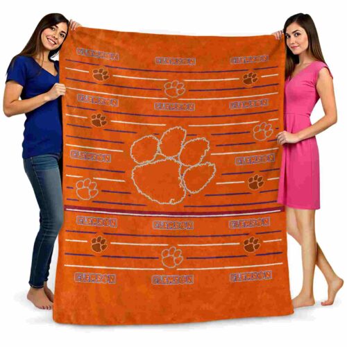 clemson tigers striped pattern orange blanket fashion forward