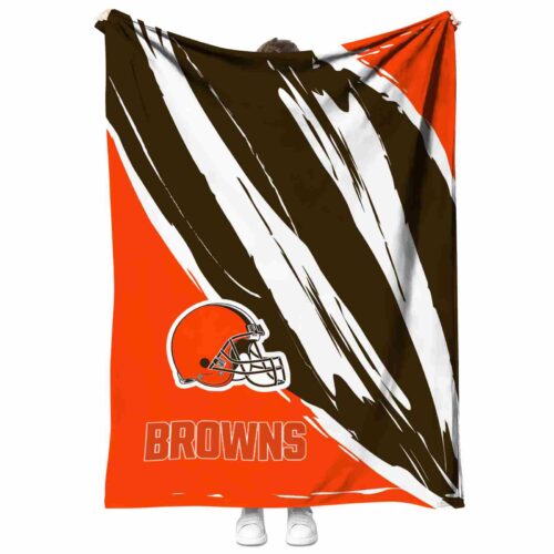 cleveland browns brushstrokes brown white blanket best selling