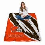 cleveland browns brushstrokes brown white blanket high quality