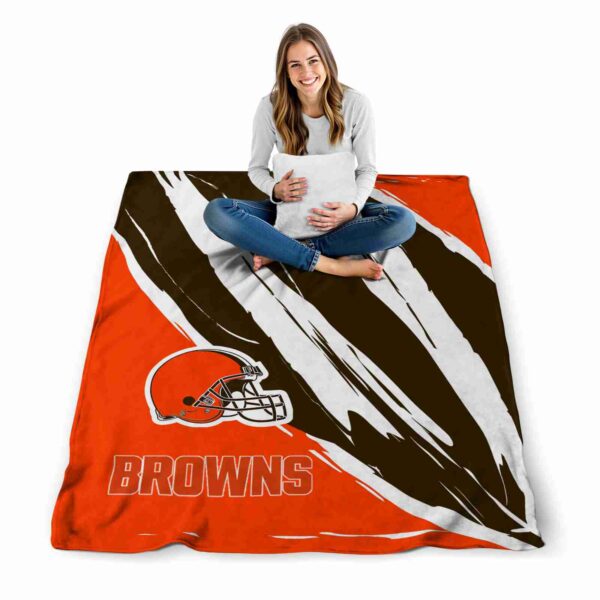 cleveland browns brushstrokes brown white blanket high quality