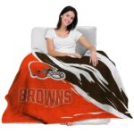 cleveland browns brushstrokes brown white blanket latest model