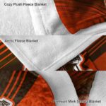 cleveland browns diagonal stripes brown blanket premium grade