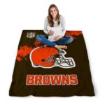 cleveland browns grunge texture brown blanket high quality